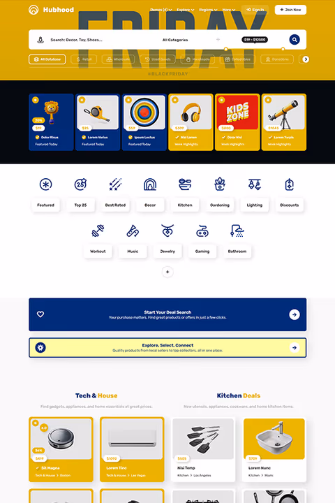 Hubhood Classifieds ads and listings directory WordPress theme demo preview
