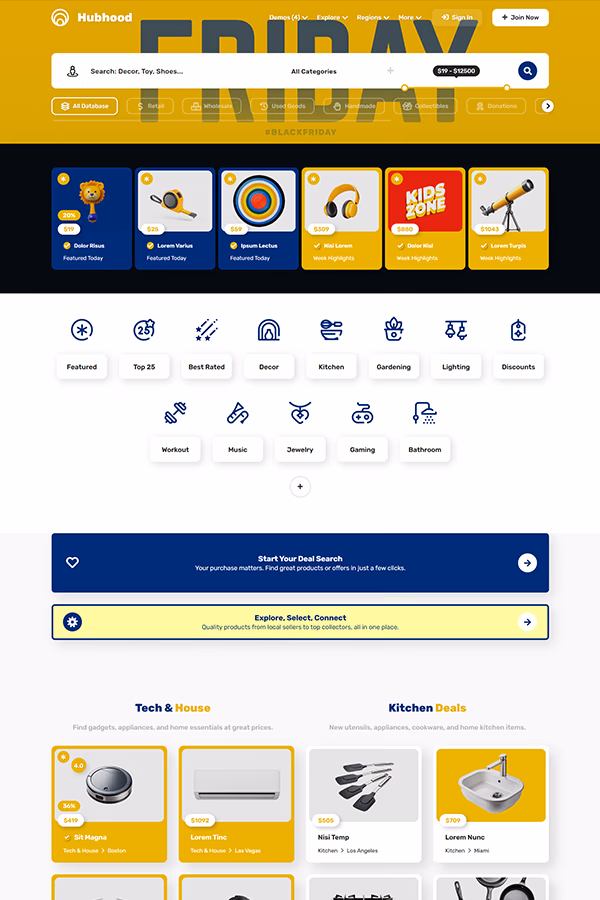 Hubhood Classifieds ads and listings directory WordPress theme demo preview